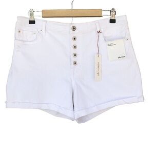 Ella moss The Retro Cuffed Midi Button Fly Jean Denim White Short 32 JUNIOR